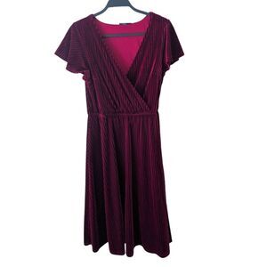 Modcloth Maroon Ribbed Midi Formal Holiday Dress Size Medium